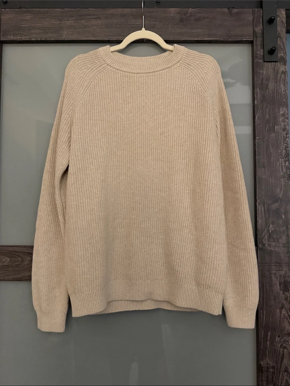 $60 msrp Quince Men's organic cotton Crewneck Knit Sweater speckled beige small